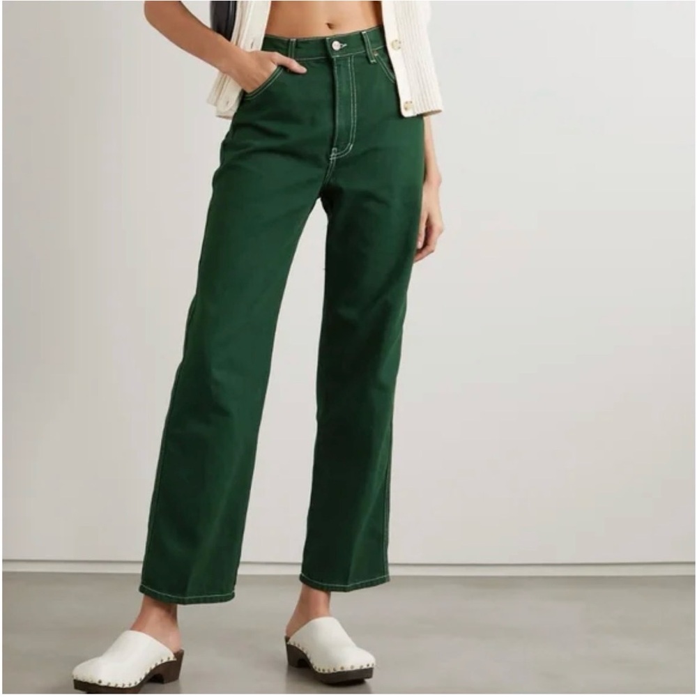 Reformation Jeans Cowboy High Rise Straight Jean Emerald Green Size 29